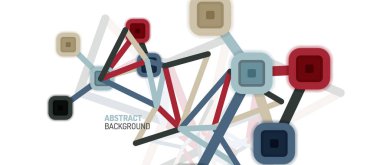 Soyut kare nokta bağlantıları, Duvar kağıdı, Banner, Arkaplan, Kart, Kitap İllüstrasyonu, iniş sayfası veya poster tasarımı için düz stil çok renkli geometrik arkaplan