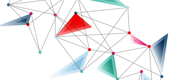 Συνδέσεις σημείων γραμμής, τριγωνικός σχεδιασμός τεχνολογίας. Αφηρημένο γεωμετρικό υπόβαθρο — Διανυσματικό Αρχείο