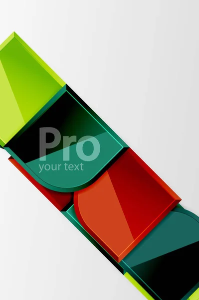 Glanzende glazen vierkanten met ronde elementen geometrische samenstelling. Abstracte geometrische achtergrond met 3D-effect compositie Voor Wallpaper, Banner, Achtergrond, Kaart, Boek Illustratie, landing page — Stockvector