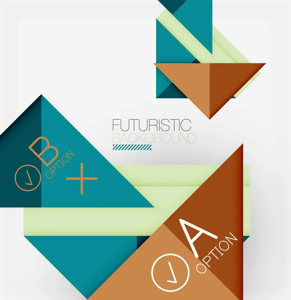 Abstract achtergrond, geometrische business veelkleurig papier infographic - driehoek frames voor tekst, pictogrammen of afbeeldingen op lichte achtergrond met copyspace. Vector Illustratie voor Wallpaper, Banner — Stockvector