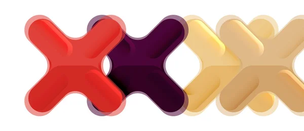 Glossy multicolorido estilo plástico composição cruzada, x design de forma, techno geométrico moderno fundo abstrato. Modelo de layout abstrato na moda —  Vetores de Stock