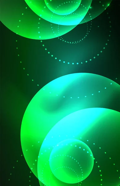 Neón brillante círculos brillantes transparentes con efectos de luz. Fondo abstracto del vector futurista de Techno para el fondo de pantalla, bandera, fondo, tarjeta, ilustración del libro, landing page — Archivo Imágenes Vectoriales