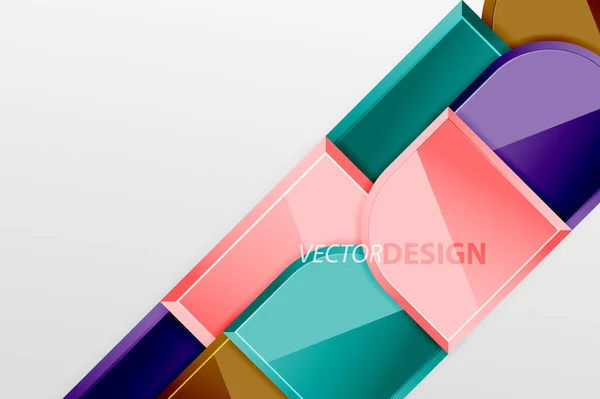 Quadrados de vidro brilhante com elementos redondos composição geométrica. Fundo geométrico abstrato com composição de efeito 3d para papel de parede, bandeira, fundo, cartão, ilustração do livro, landing page — Vetor de Stock