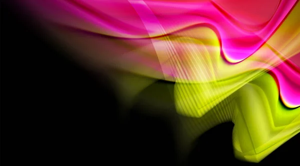 Liquid colors fluid gradients on black background — Stock Vector