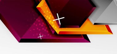 Metal parlak geometrik şekiller ve üç boyutlu efekt bileşimi. Duvar kağıdı, bayrak, arkaplan, kart, kitap illüstrasyonu, iniş sayfası için tekno fütüristik vektör soyut arkaplan