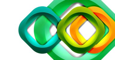 Kare geometrik vektör soyut arkaplan, dinamik minimum modern şablon. Üst üste binen yuvarlak köşeli çok renkli kare şekiller