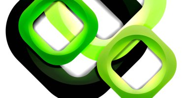 Kare geometrik vektör soyut arkaplan, dinamik minimum modern şablon. Üst üste binen yuvarlak köşeli çok renkli kare şekiller