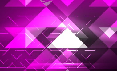 Abstract background, mosaic triangle pattern with transparent effects on glowing neon shiny backdrop. Vector Illustration For Wallpaper, Banner, Background, Card, Book Illustration, landing page