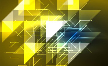 Abstract background, mosaic triangle pattern with transparent effects on glowing neon shiny backdrop. Vector Illustration For Wallpaper, Banner, Background, Card, Book Illustration, landing page