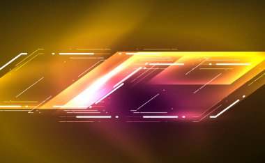 Dinamik neon parlak, soyut bir arkaplan. İş veya teknoloji sunumu, İnternet posteri veya web broşürü kapağı, duvar kağıdı için modaya uygun soyut düzen şablonu