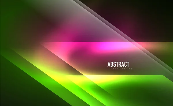 Dynamische neon glanzende abstracte achtergrond. Trendy abstracte layout template voor zakelijke of technologische presentatie, internet poster of web brochure cover, behang — Stockvector