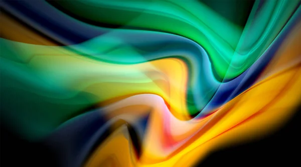Liquid colors fluid gradients on black background — Stock Vector