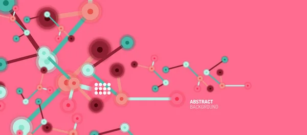 Επίπεδη γεωμετρικό αφηρημένο φόντο στυλ, στρογγυλές κουκίδες ή συνδέσεις κύκλο στο φόντο χρώμα. Έννοια τεχνολογικού δικτύου. — Διανυσματικό Αρχείο