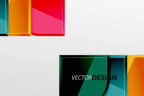 Cuadrados de vidrio brillante con elementos redondos de composición geométrica. Fondo geométrico abstracto con composición de efecto 3d para fondo de pantalla, Banner, Fondo, Tarjeta, Ilustración de libro, landing page — Vector de stock