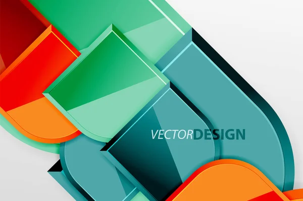 Cuadrados de vidrio brillante con elementos redondos de composición geométrica. Fondo geométrico abstracto con composición de efecto 3d para fondo de pantalla, Banner, Fondo, Tarjeta, Ilustración de libro, landing page — Vector de stock