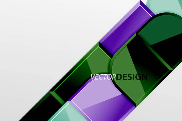 Quadrados de vidro brilhante com elementos redondos composição geométrica. Fundo geométrico abstrato com composição de efeito 3d para papel de parede, bandeira, fundo, cartão, ilustração do livro, landing page — Vetor de Stock