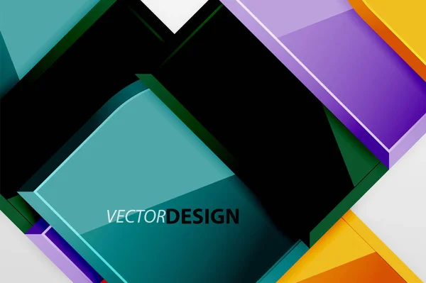 Cuadrados de vidrio brillante con elementos redondos de composición geométrica. Fondo geométrico abstracto con composición de efecto 3d para fondo de pantalla, Banner, Fondo, Tarjeta, Ilustración de libro, landing page — Vector de stock