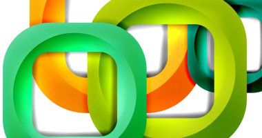 Kare geometrik vektör soyut arkaplan, dinamik minimum modern şablon. Üst üste binen yuvarlak köşeli çok renkli kare şekiller