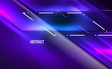 Dinamik neon parlak, soyut bir arkaplan. İş veya teknoloji sunumu, İnternet posteri veya web broşürü kapağı, duvar kağıdı için modaya uygun soyut düzen şablonu