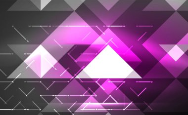Abstract background, mosaic triangle pattern with transparent effects on glowing neon shiny backdrop. Vector Illustration For Wallpaper, Banner, Background, Card, Book Illustration, landing page