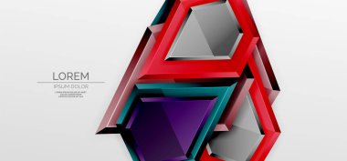 Metal parlak geometrik şekiller ve üç boyutlu efekt bileşimi. Duvar kağıdı, bayrak, arkaplan, kart, kitap illüstrasyonu, iniş sayfası için tekno fütüristik vektör soyut arkaplan