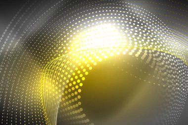 Soyut parçacıklar, dalga arkaplanı, neon hareket tekno tasarımı