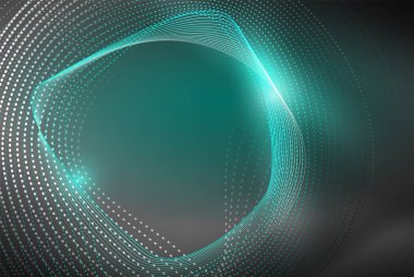 Soyut parçacıklar, dalga arkaplanı, neon hareket tekno tasarımı