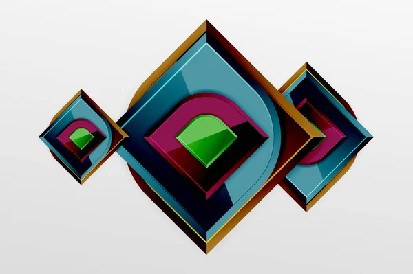 Quadrati in vetro lucido con elementi rotondi composizione geometrica. Sfondo geometrico astratto con composizione effetto 3d Per Carta da parati, Banner, Sfondo, Scheda, Illustrazione del libro, landing page — Vettoriale Stock