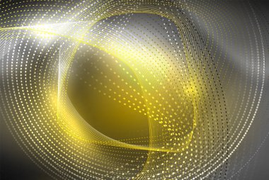 Soyut parçacıklar, dalga arkaplanı, neon hareket tekno tasarımı