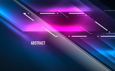 Dinamik neon parlak, soyut bir arkaplan. İş veya teknoloji sunumu, İnternet posteri veya web broşürü kapağı, duvar kağıdı için modaya uygun soyut düzen şablonu