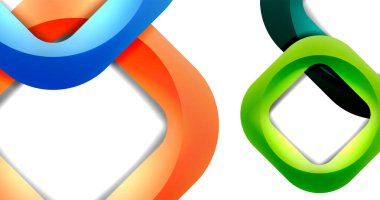 Kare geometrik vektör soyut arkaplan, dinamik minimum modern şablon. Üst üste binen yuvarlak köşeli çok renkli kare şekiller