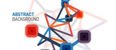 Soyut kare nokta bağlantıları, Duvar kağıdı, Banner, Arkaplan, Kart, Kitap İllüstrasyonu, iniş sayfası veya poster tasarımı için düz stil çok renkli geometrik arkaplan