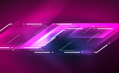 Dinamik neon parlak, soyut bir arkaplan. İş veya teknoloji sunumu, İnternet posteri veya web broşürü kapağı, duvar kağıdı için modaya uygun soyut düzen şablonu