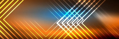 Parlak neon parlayan tekno çizgiler, kare şekilli ileri teknoloji soyut arka plan şablonu
