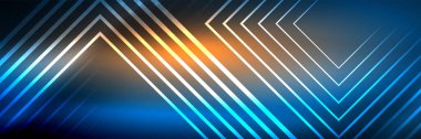 Parlak neon parlayan tekno çizgiler, kare şekilli ileri teknoloji soyut arka plan şablonu