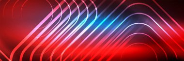 Parlak neon parlayan tekno çizgiler, kare şekilli ileri teknoloji soyut arka plan şablonu