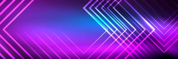 Shiny neon glowing techno lines, hi-tech futuristic abstract background template with square shapes — Stock Vector