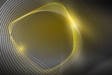 Soyut parçacıklar, dalga arkaplanı, neon hareket tekno tasarımı