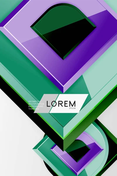 Glanzende glazen vierkanten met ronde elementen geometrische samenstelling. Abstracte geometrische achtergrond met 3D-effect compositie Voor Wallpaper, Banner, Achtergrond, Kaart, Boek Illustratie, landing page — Stockvector