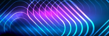 Parlak neon parlayan tekno çizgiler, kare şekilli ileri teknoloji soyut arka plan şablonu