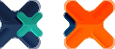 Parlak renkli plastik stil çapraz kompozisyonu, x şekli tasarımı, tekno geometrik modern soyut arkaplan. Moda soyut yerleşim şablonu