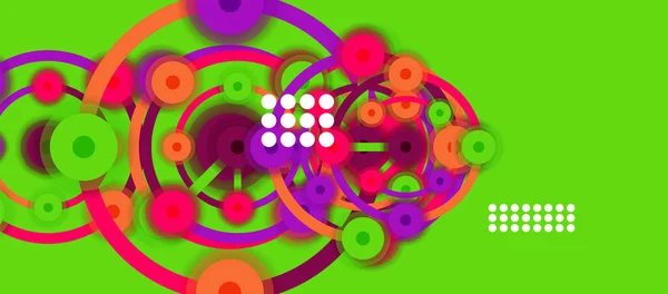 Плаский стиль геометричного абстрактного фону, круглих точок або колірних з'єднань на кольоровому фоні. концепція технологічної мережі . — стоковий вектор