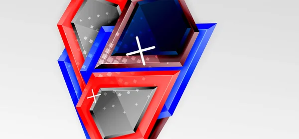 Metallblanka glänsande geometriska former med 3d effekt sammansättning. Techno futuristiska vektor abstrakt bakgrund för Bakgrund, Banner, Bakgrund, Kort, Bokillustration, landningssida — Stock vektor