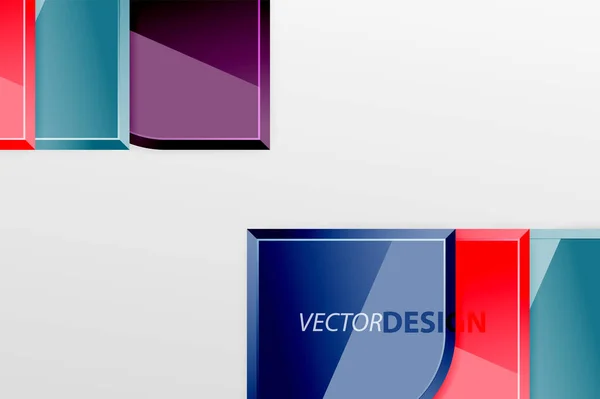 Cuadrados de vidrio brillante con elementos redondos de composición geométrica. Fondo geométrico abstracto con composición de efecto 3d para fondo de pantalla, Banner, Fondo, Tarjeta, Ilustración de libro, landing page — Vector de stock