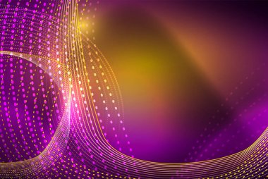 Soyut parçacıklar, dalga arkaplanı, neon hareket tekno tasarımı