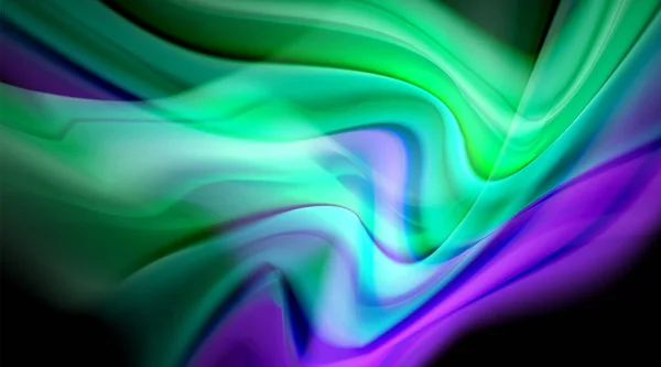 Colores líquidos gradientes fluidos sobre fondo negro — Archivo Imágenes Vectoriales