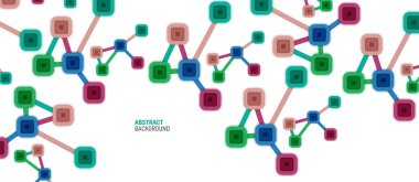 Soyut kare nokta bağlantıları, Duvar kağıdı, Banner, Arkaplan, Kart, Kitap İllüstrasyonu, iniş sayfası veya poster tasarımı için düz stil çok renkli geometrik arkaplan