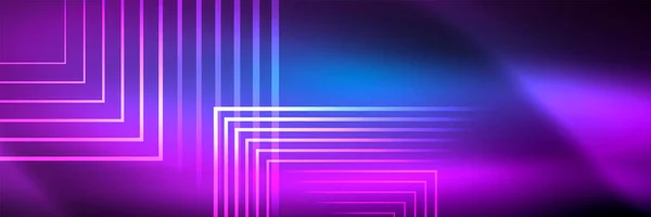 新型霓虹灯发光技术线，高科技未来抽象背景模板与正方形 — 图库矢量图片