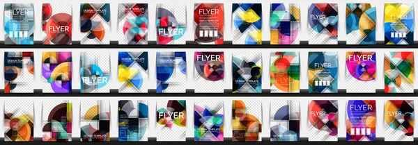 Ensemble de modèles de brochures de rapport annuel d'entreprise, couvertures de format A4 créées avec des motifs géométriques modernes en cercle — Image vectorielle