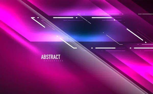 Dynamische neon glanzende abstracte achtergrond. Trendy abstracte layout template voor zakelijke of technologische presentatie, internet poster of web brochure cover, behang — Stockvector